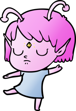 Bir insan tarafından çizilmiş uzaylı kız.