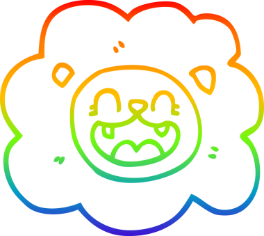 Gökkuşağı gradyan çizgi çizimi Bir insan tarafından çizilmiş mutlu aslan