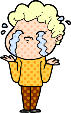 Bir insan tarafından çizilmiş ağlayan çizgi film adamı.