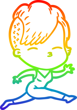 Gökkuşağı gradyan çizgi çizimi Bir insan tarafından çizilen bir çizgi kız