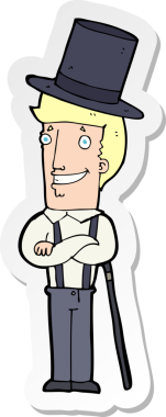 Bir insan tarafından çizilmiş silindir şapkalı bir adamın çıkartması.