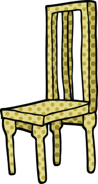 Çizgi roman tarzı tahta sandalye bir insan tarafından çizilmiş.