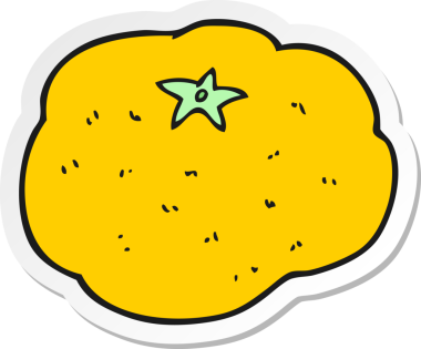 Bir insan tarafından çizilmiş bir satsuma karikatürü çıkartması.