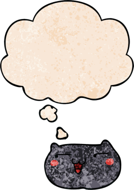 bir insan tarafından çizilmiş grunge desen biçiminde düşünce baloncuğu olan çizgi film kedisi yüzü