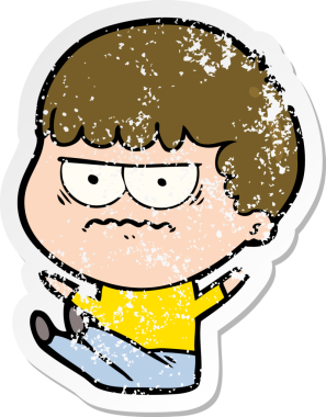 Bir insan tarafından çizilmiş sıkıntılı bir karikatür çıkartması.