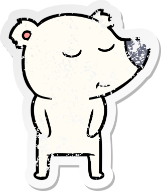 Bir insan tarafından çizilmiş mutlu bir kutup ayısının sıkıntılı çıkartması.