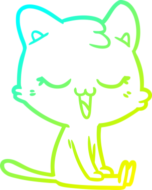 Bir insan tarafından çizilen çizgi film kedisinin soğuk gradyan çizgisi.