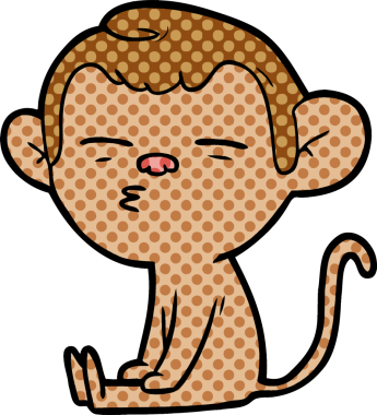 bir insan tarafından çizilmiş şüpheli maymun çizgi filmi