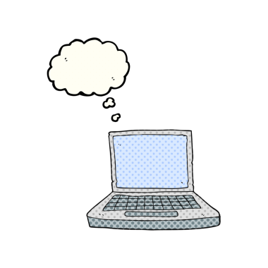 Bir insan tarafından çizilmiş serbest çizim balon dizüstü bilgisayar.