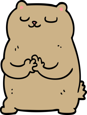 Bir insan tarafından çizilmiş çizgi film ayısı.