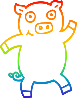 Bir insan tarafından çizilmiş gökkuşağı gradyan çizgi çizimi.