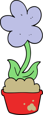 Bir insan tarafından çizilmiş sevimli karikatür çiçeği.