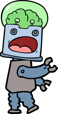 Bir insan tarafından çizilmiş çizgi film robotu