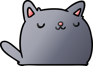 Bir insan tarafından çizilmiş sevimli kawaii kedisinin gradyan çizimi