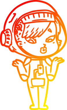 Bir insan tarafından çizilmiş bir astronot kadın çizgi çizimi.