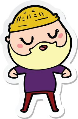 Bir insan tarafından çizilmiş sakallı bir karikatür adamın çıkartması.