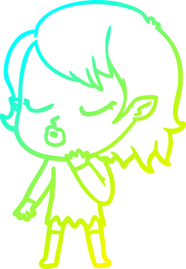 Soğuk gradyan çizgisi, bir insan tarafından çizilmiş şirin bir vampir kız çizgi filmi.