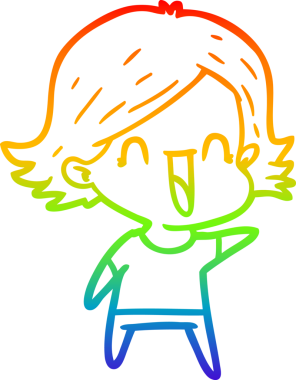 gökkuşağı gradyan çizimi bir insan tarafından çizilmiş mutlu bir kadın çizgi