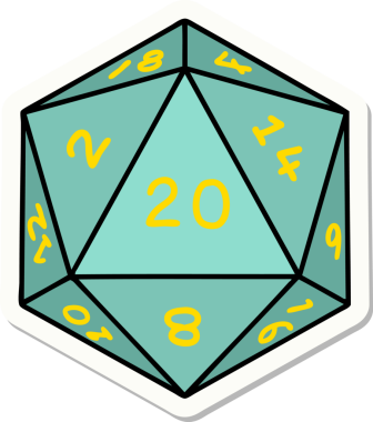 Bir insan tarafından çizilmiş doğal 20 D20 zar etiketi.