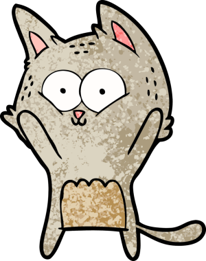 Bir insan tarafından çizilmiş çizgi film kedisi.