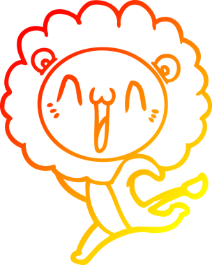 Bir insan tarafından çizilmiş mutlu çizgi film aslanının sıcak çizgi çizimi