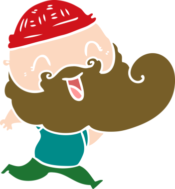 Bir insan tarafından çizilmiş mutlu sakallı adam.