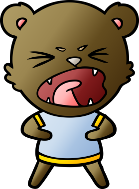 Bir insan tarafından çizilmiş kızgın çizgi film ayısı.