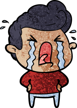 Bir insan tarafından çizilmiş ağlayan bir karikatür.