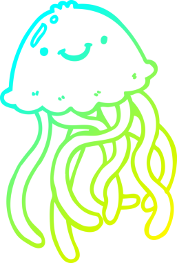 Bir insan tarafından çizilmiş mutlu denizanası çizgi çizimi.