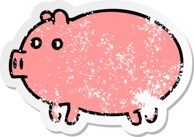 Bir insan tarafından çizilmiş, tatlı, şişman bir domuzun sıkıntılı çıkartması.