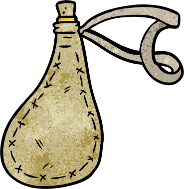 Bir insan tarafından çizilmiş eski bir su şişesi.