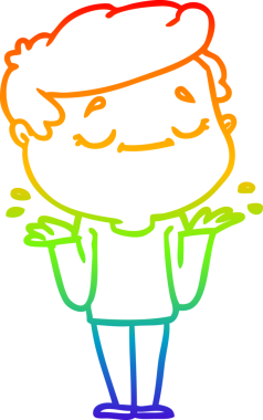 Gökkuşağı gradyan çizgi çizimi. Bir insan tarafından çizilmiş barışçıl bir adam.