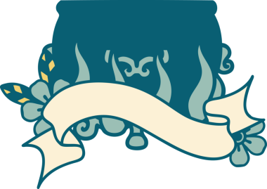 Bir insan tarafından çizilmiş yakılmış kazan sancağıyla geleneksel dövme.