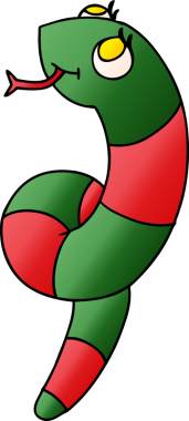 bir insan tarafından çizilmiş sevimli bir yılanın gradyan çizimi kawaii