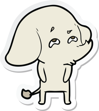 Bir insan tarafından çizilmiş karikatür filinin çıkartması.