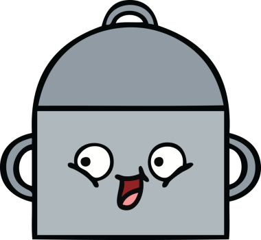 Bir insan tarafından çizilmiş güzel bir yemek tenceresi karikatürü.