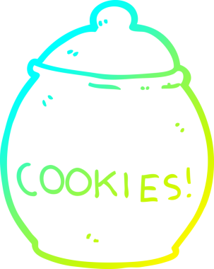 Bir insan tarafından çizilmiş karikatür kurabiye kavanozunun soğuk gradyan çizimi