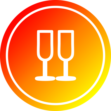 Bir insan tarafından çizilmiş ılık gradyan bitişli şampanya bardakları.