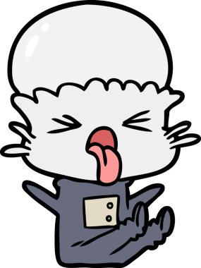 Bir insan tarafından çizilmiş iğrenç bir çizgi film uzaylısı.