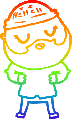 Bir insan tarafından çizilmiş sakallı bir karikatür çizimi.