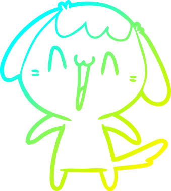 Bir insan tarafından çizilmiş şirin bir çizgi köpeğin soğuk gradyan çizgisi.