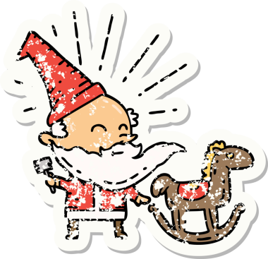 Bir insan tarafından çizilmiş eski bir dövme stili Noel Baba oyuncağı.