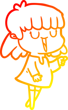 Bir insan tarafından çizilmiş gülen çizgi film kadını çizimi.