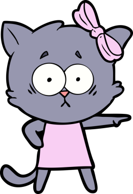 Bir insan tarafından çizilmiş çizgi film kedisi.