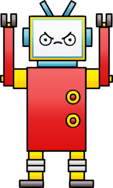 Bir insan tarafından çizilmiş bir robotun gölgelenmiş çizimi