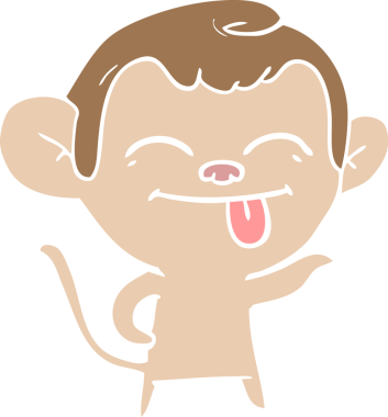 Bir insan tarafından çizilmiş komik düz renkli çizgi film maymunu