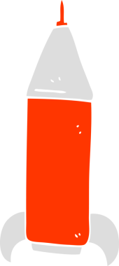 Bir insan tarafından çizilen uzay roketinin düz renk çizimi