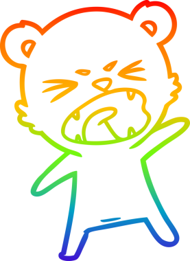 Bir insan tarafından çizilmiş kızgın bir kutup ayısının gökkuşağı gradyanı çizimi