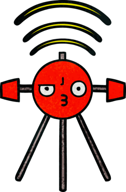 Bir insan tarafından çizilmiş bir uydunun retro grunge desen karikatürü