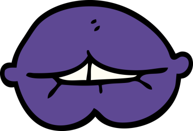 Bir insan tarafından çizilmiş karalama mor dudaklar.